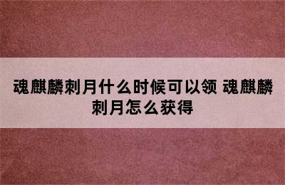 魂麒麟刺月什么时候可以领 魂麒麟刺月怎么获得